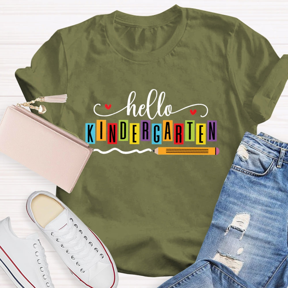 Personalized Grade Hello Kindergarten Back To School Pencil T-shirt