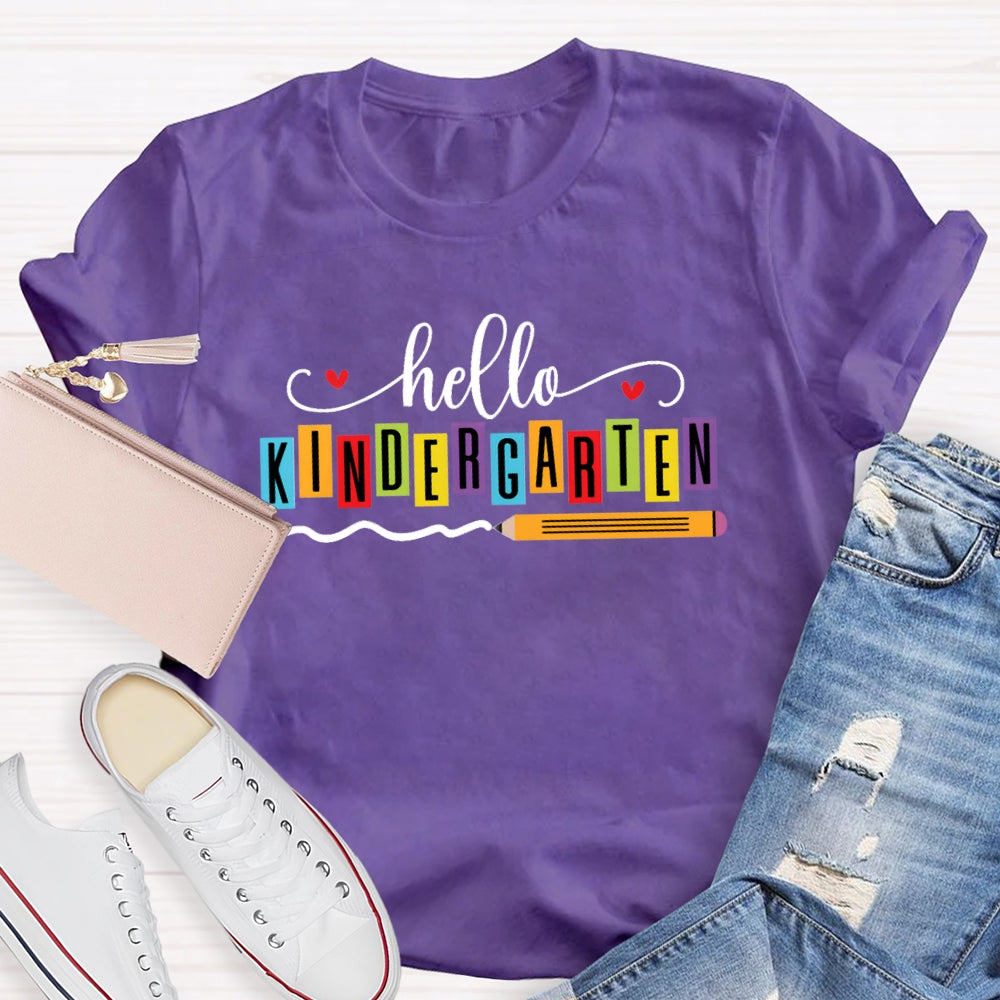 Personalized Grade Hello Kindergarten Back To School Pencil T-shirt