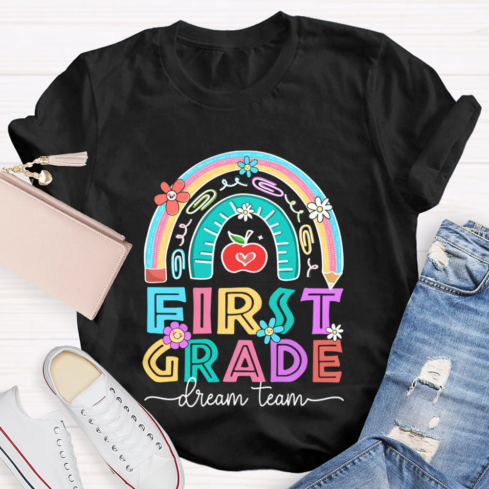 Personalized Grade First Grade Dream Team Colorful Sunflowers T-shirt