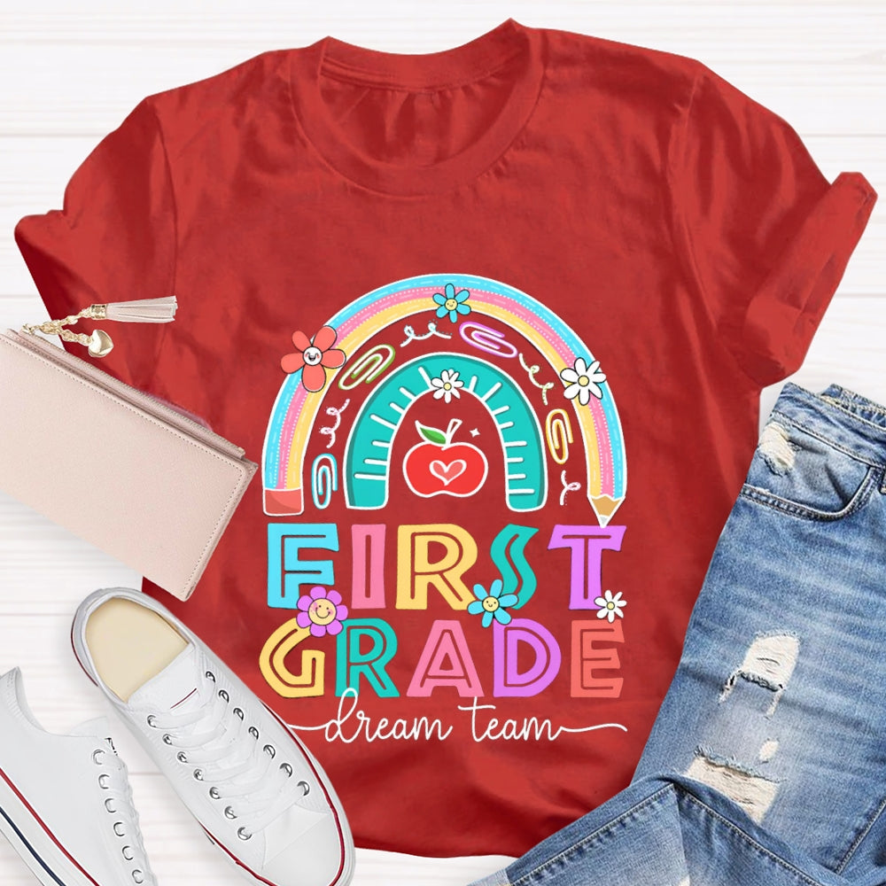 Personalized Grade First Grade Dream Team Colorful Sunflowers T-shirt