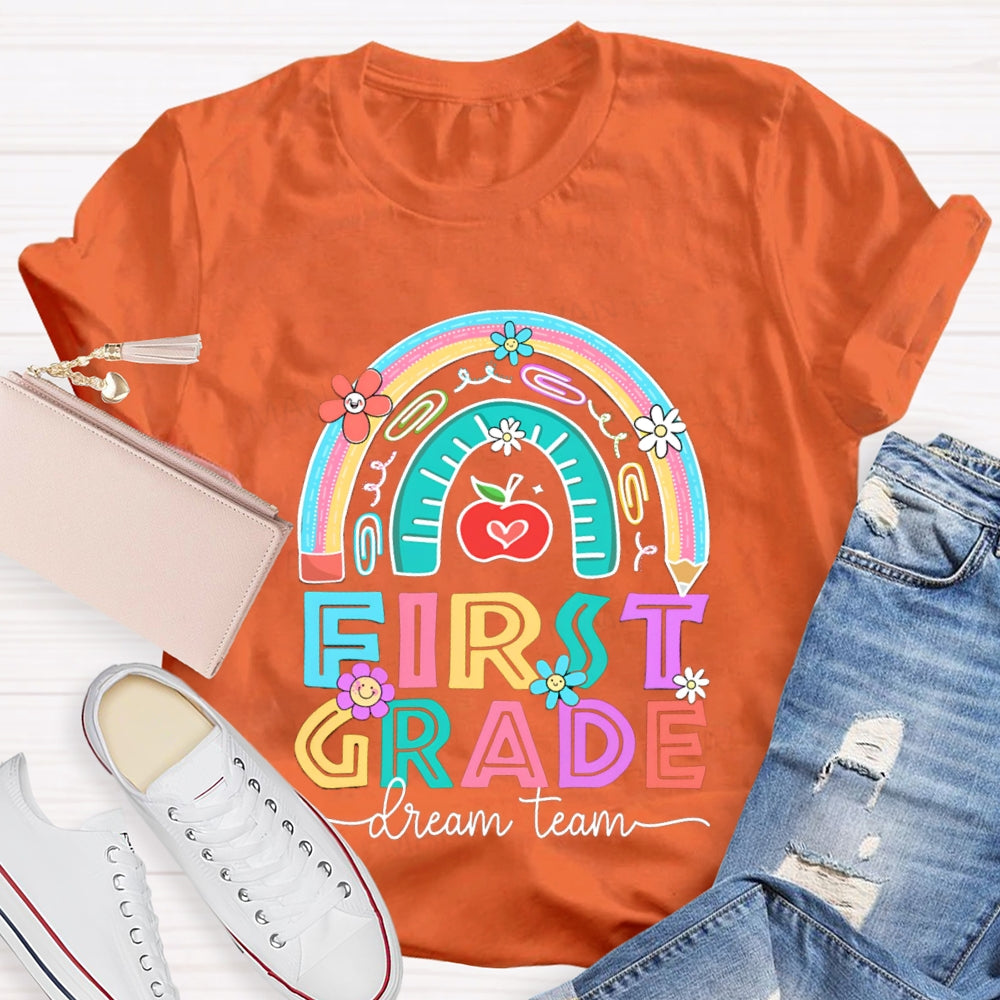 Personalized Grade First Grade Dream Team Colorful Sunflowers T-shirt