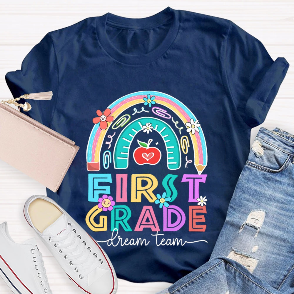 Personalized Grade First Grade Dream Team Colorful Sunflowers T-shirt