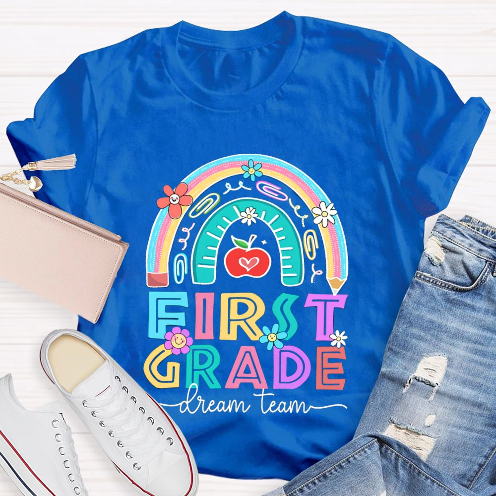 Personalized Grade First Grade Dream Team Colorful Sunflowers T-shirt