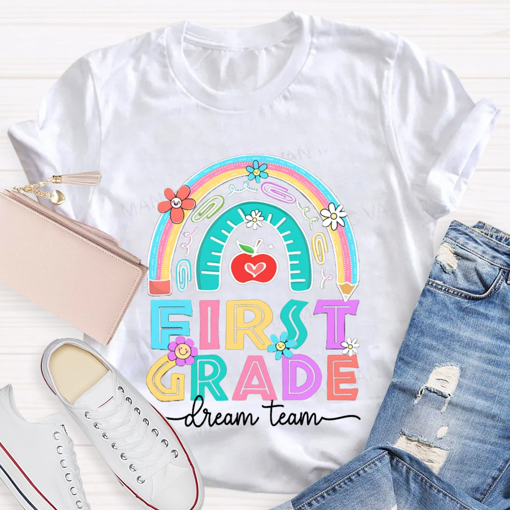 Personalized Grade First Grade Dream Team Colorful Sunflowers T-shirt