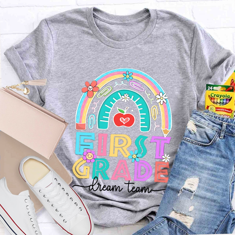 Personalized Grade First Grade Dream Team Colorful Sunflowers T-shirt