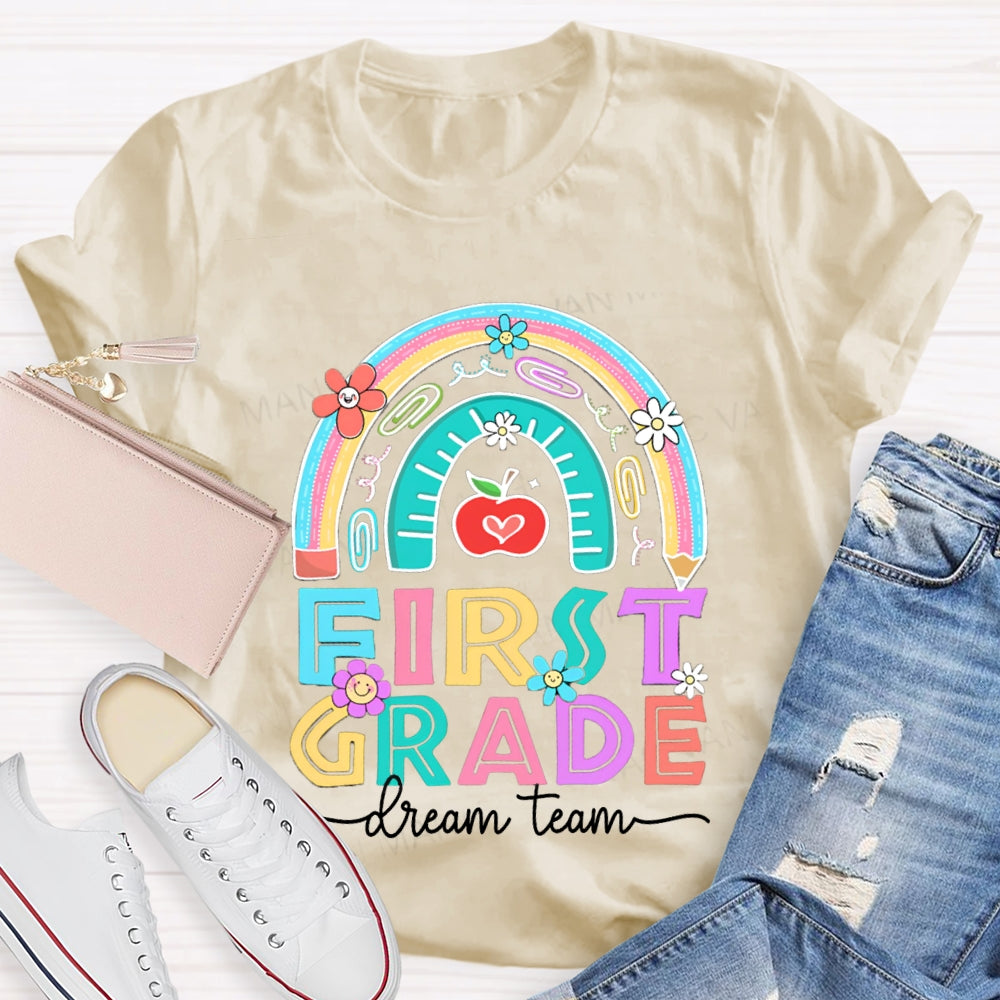Personalized Grade First Grade Dream Team Colorful Sunflowers T-shirt