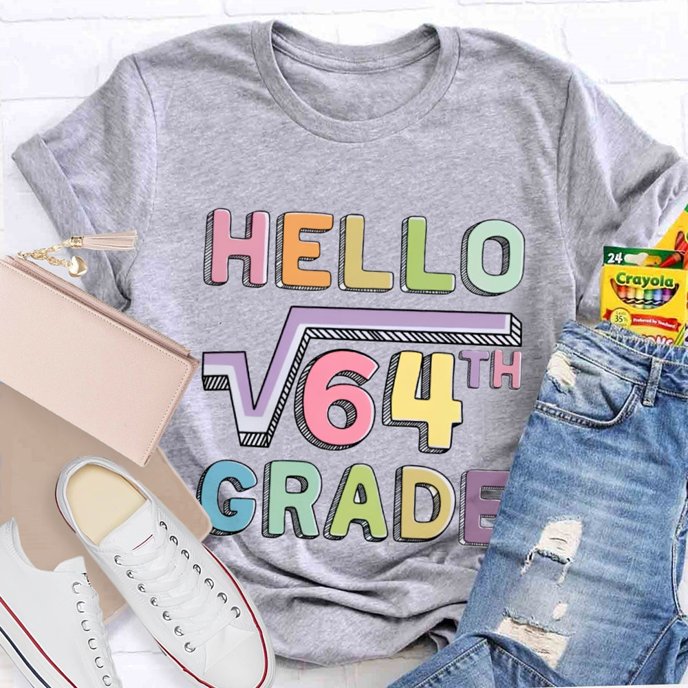 Personalized Grade Say Hello Math Teacher T-Shirt