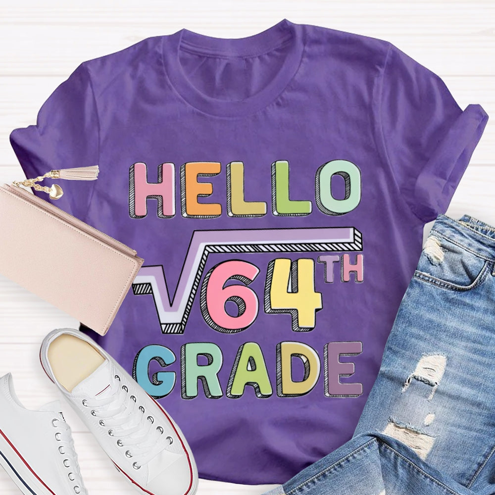 Personalized Grade Say Hello Math Teacher T-Shirt