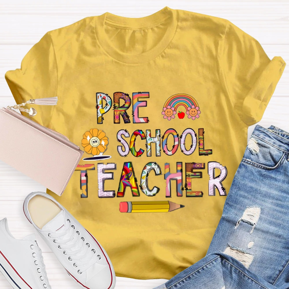 Personalized Grade Rainbow Teacher T-Shirt