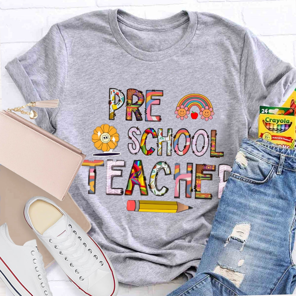 Personalized Grade Rainbow Teacher T-Shirt
