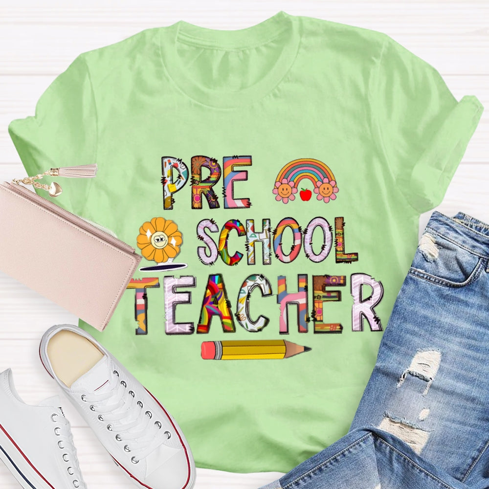 Personalized Grade Rainbow Teacher T-Shirt