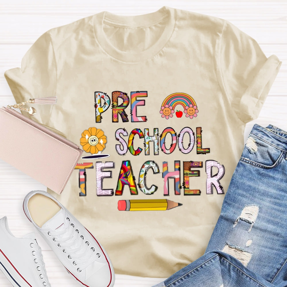 Personalized Grade Rainbow Teacher T-Shirt