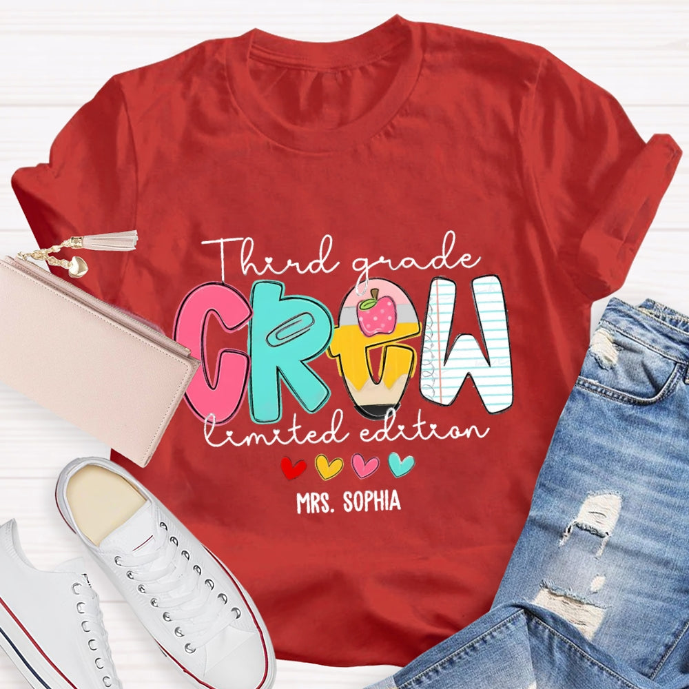 Personalized Grade And Name Third Grade Crew Limited Edition T-Shirt