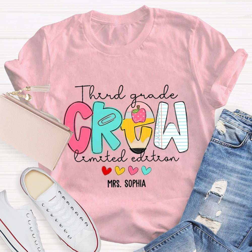 Personalized Grade And Name Third Grade Crew Limited Edition T-Shirt