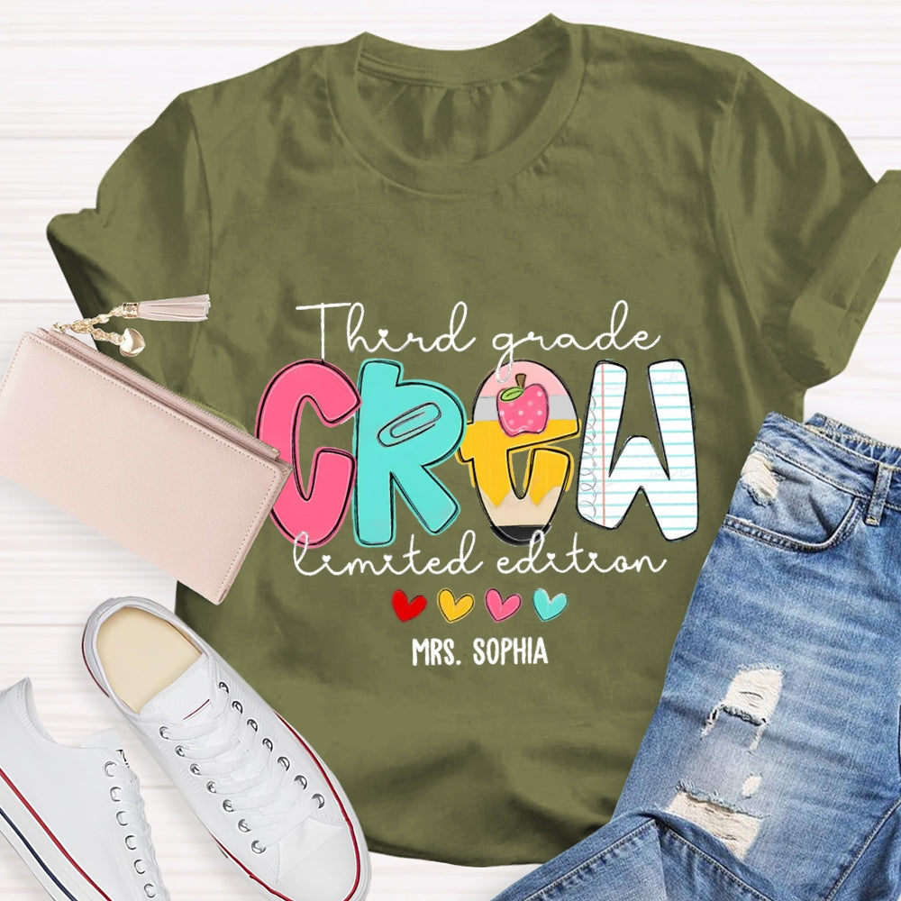 Personalized Grade And Name Third Grade Crew Limited Edition T-Shirt
