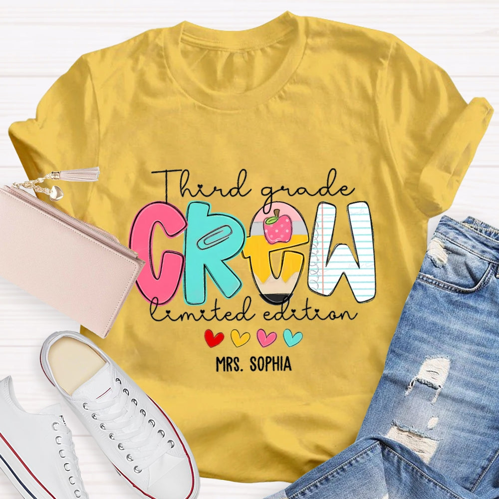 Personalized Grade And Name Third Grade Crew Limited Edition T-Shirt