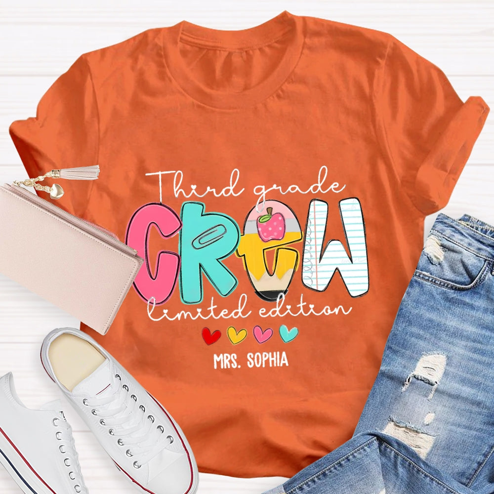 Personalized Grade And Name Third Grade Crew Limited Edition T-Shirt