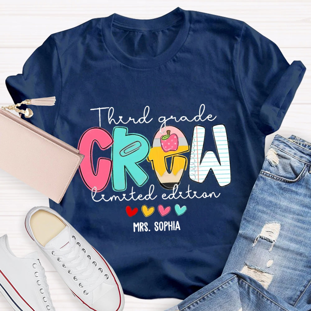 Personalized Grade And Name Third Grade Crew Limited Edition T-Shirt