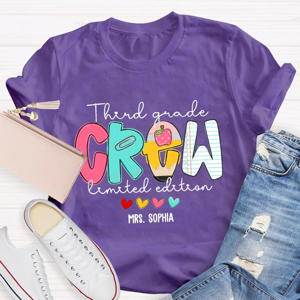 Personalized Grade And Name Third Grade Crew Limited Edition T-Shirt