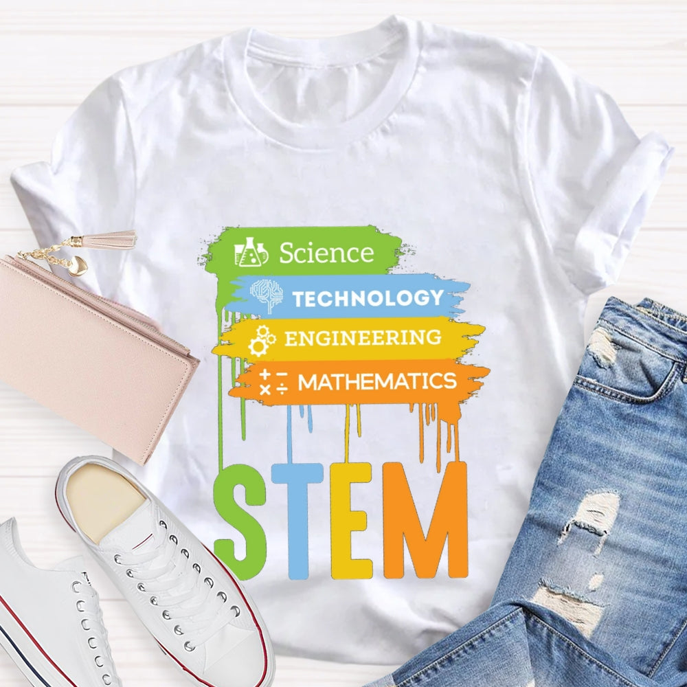 Science Technology Engineering Math Color Block T-shirt