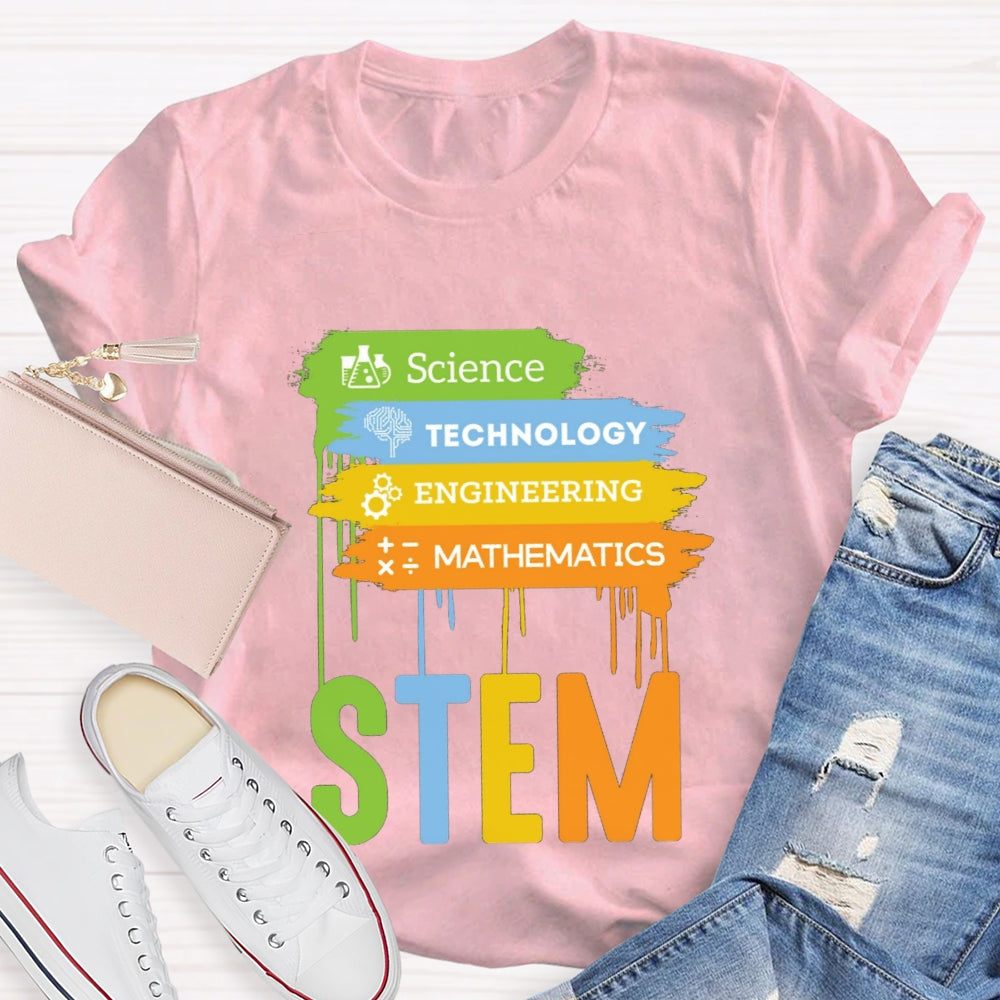 Science Technology Engineering Math Color Block T-shirt