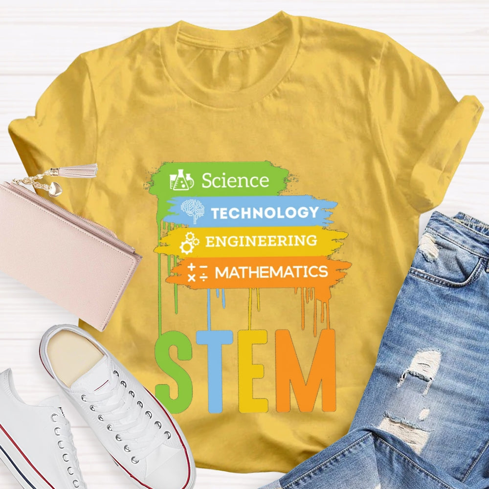 Science Technology Engineering Math Color Block T-shirt