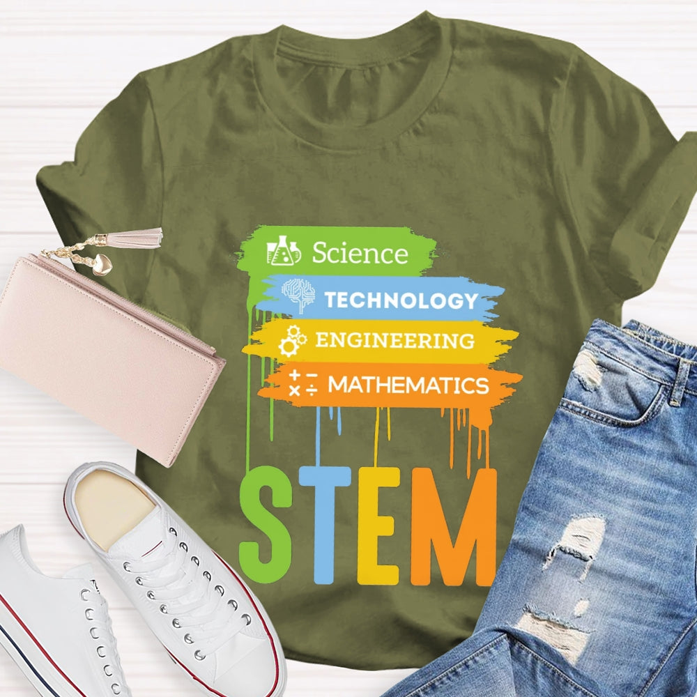 Science Technology Engineering Math Color Block T-shirt