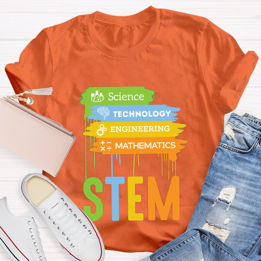 Science Technology Engineering Math Color Block T-shirt