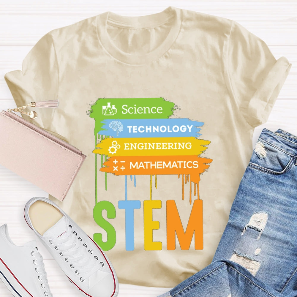 Science Technology Engineering Math Color Block T-shirt