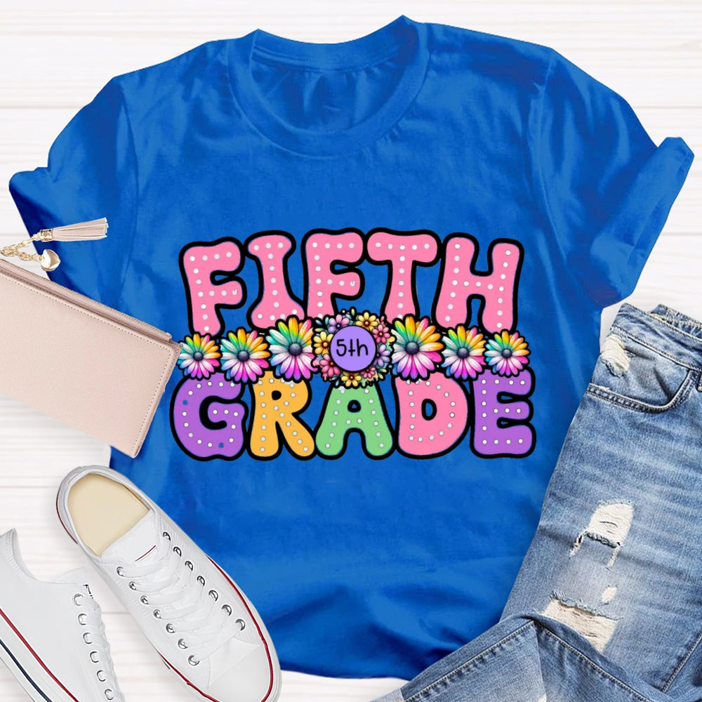 Personalized Grade Floral Pink Letter T-Shirt