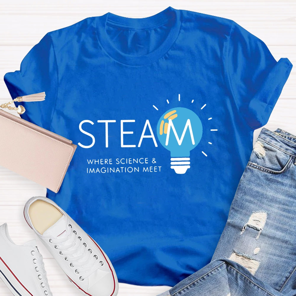 Steam Teacher Where Science And Imagination Meet T-Shirt