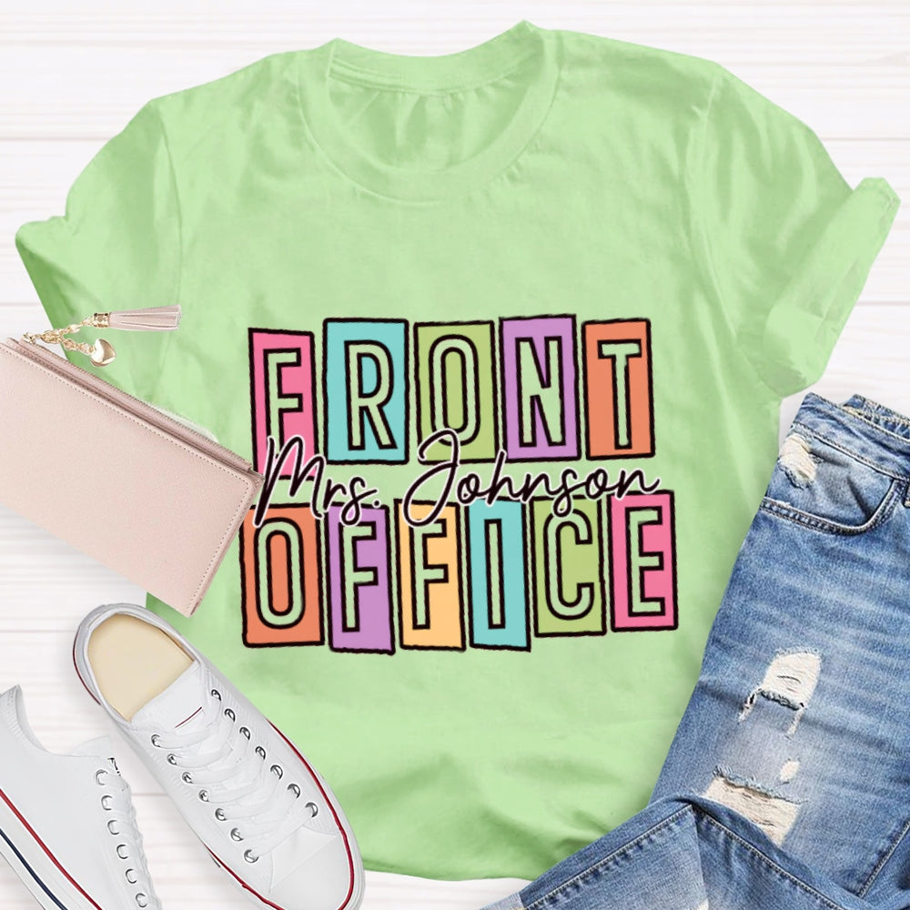 Personalized Name Front Office Square Letters T-shirt