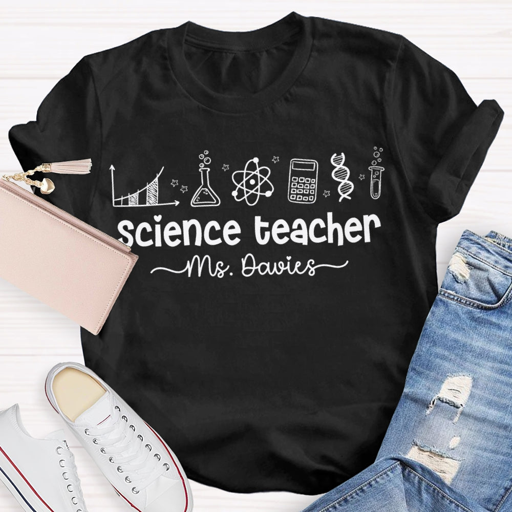 Personalized Name Experimental Equipment Science Teacher T-shirt