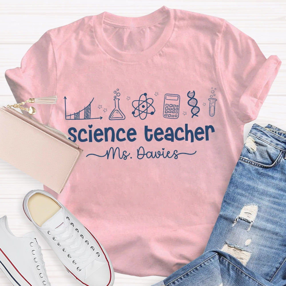 Personalized Name Experimental Equipment Science Teacher T-shirt