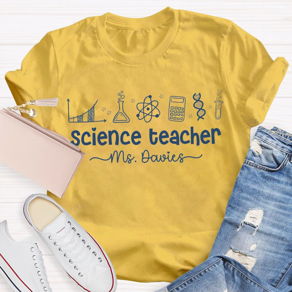 Personalized Name Experimental Equipment Science Teacher T-shirt