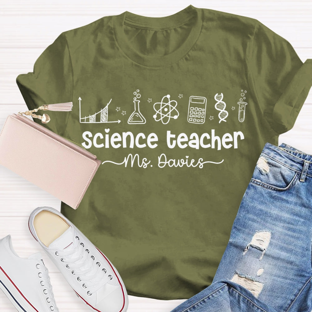 Personalized Name Experimental Equipment Science Teacher T-shirt