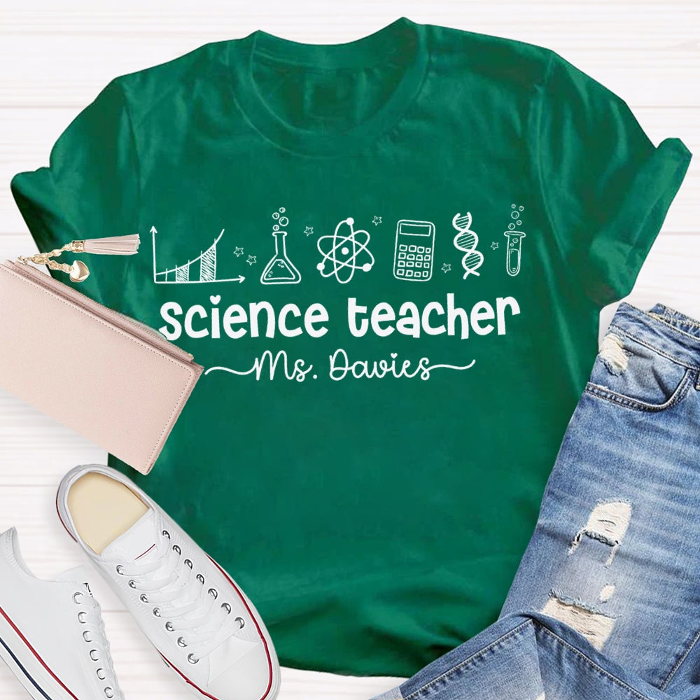 Personalized Name Experimental Equipment Science Teacher T-shirt