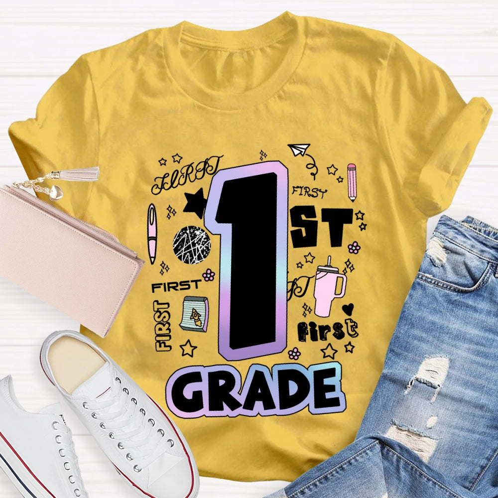 Personalized Grade First Grade Teacher Supplies T-shirt