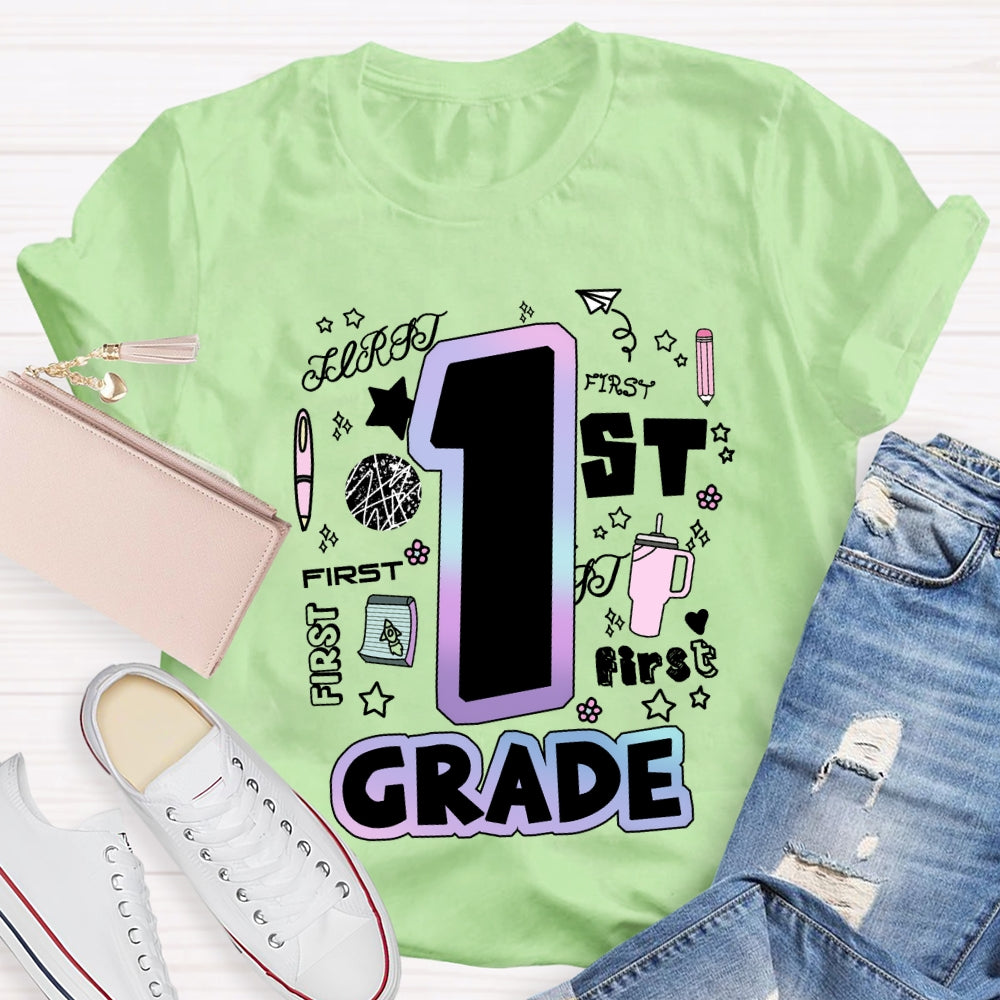 Personalized Grade First Grade Teacher Supplies T-shirt