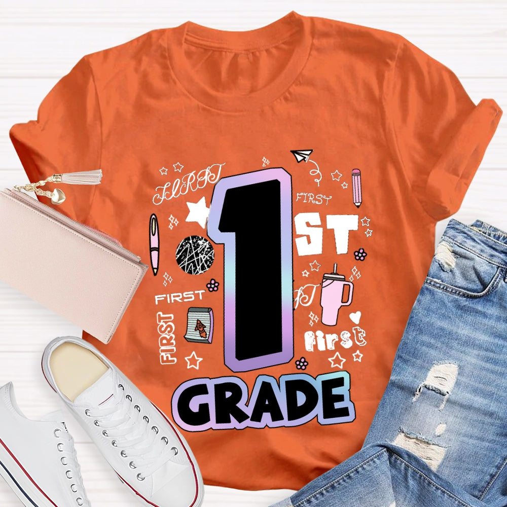 Personalized Grade First Grade Teacher Supplies T-shirt