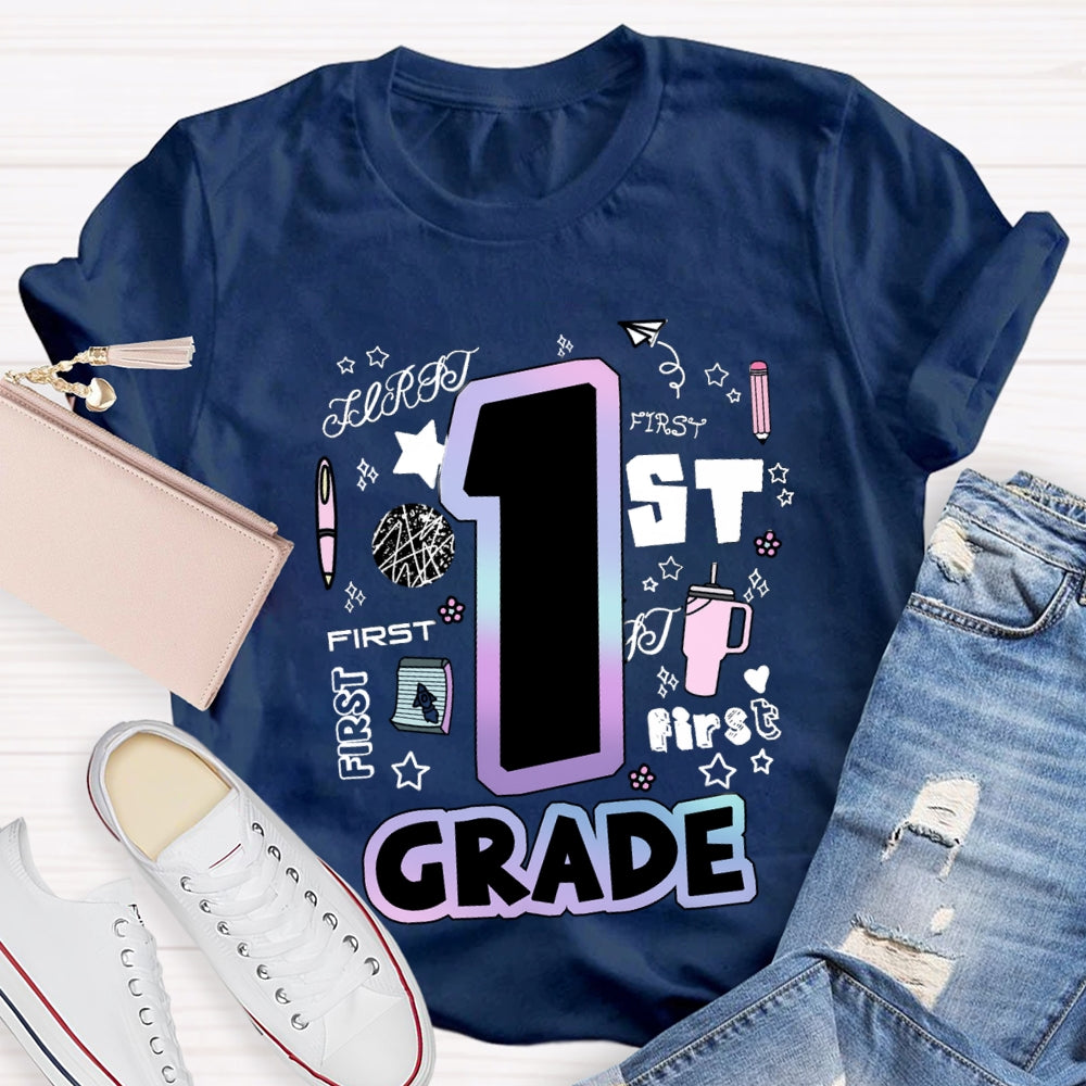 Personalized Grade First Grade Teacher Supplies T-shirt