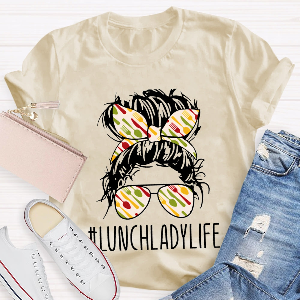 Lunch Lady Colorful Headband And Sunglasses T-shirt