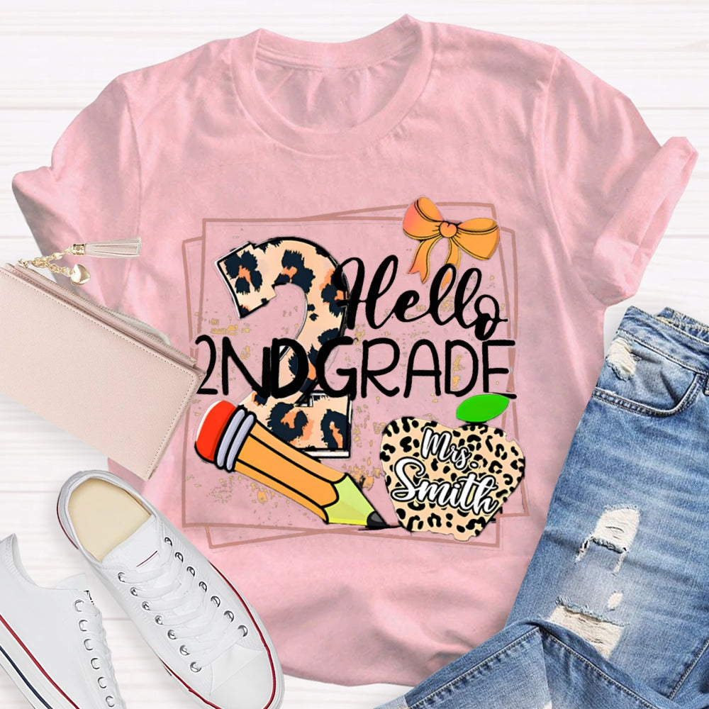 Personalized Grade And Name Leopard Print Apple Pencil T-Shirt