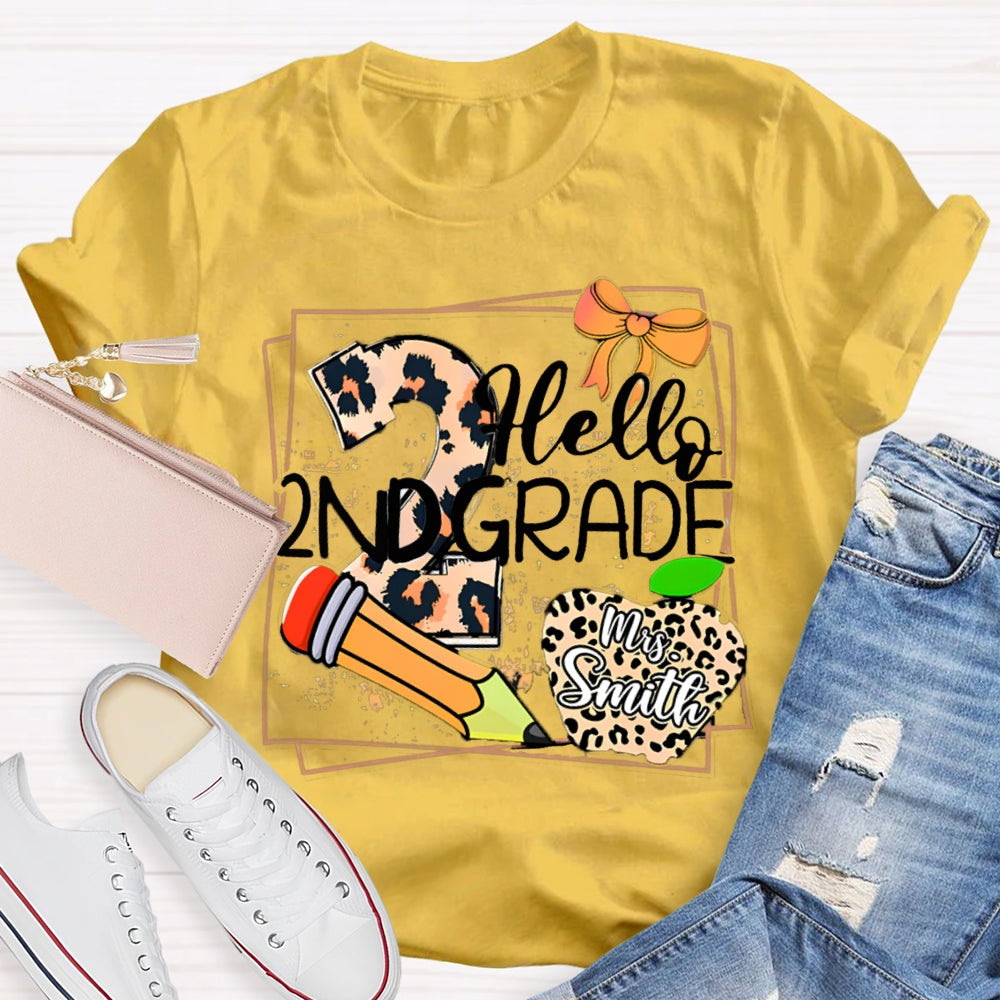 Personalized Grade And Name Leopard Print Apple Pencil T-Shirt