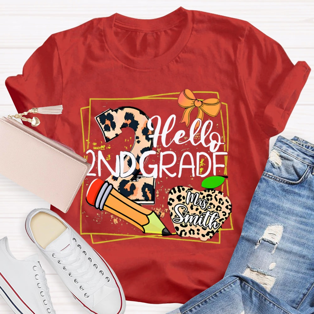 Personalized Grade And Name Leopard Print Apple Pencil T-Shirt
