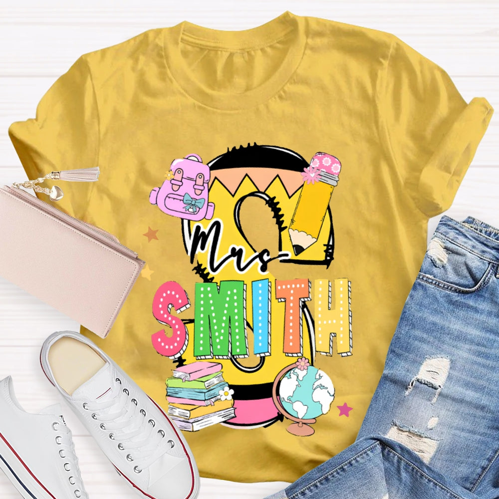 Personalized Name Teachers Book Design T-shirt