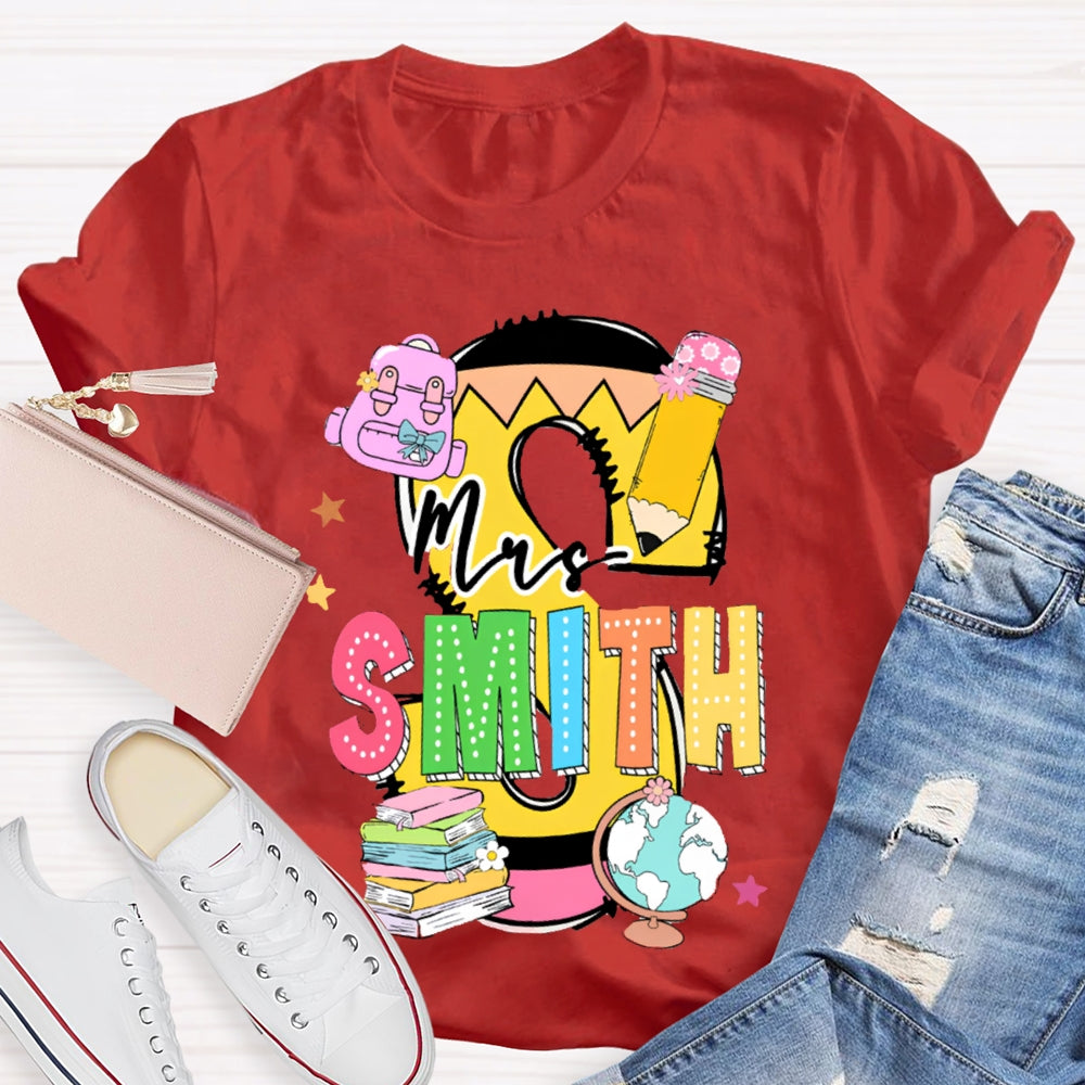 Personalized Name Teachers Book Design T-shirt