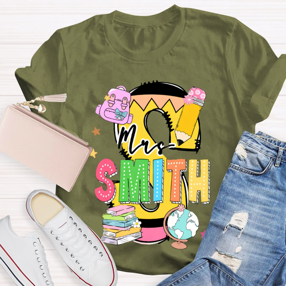 Personalized Name Teachers Book Design T-shirt