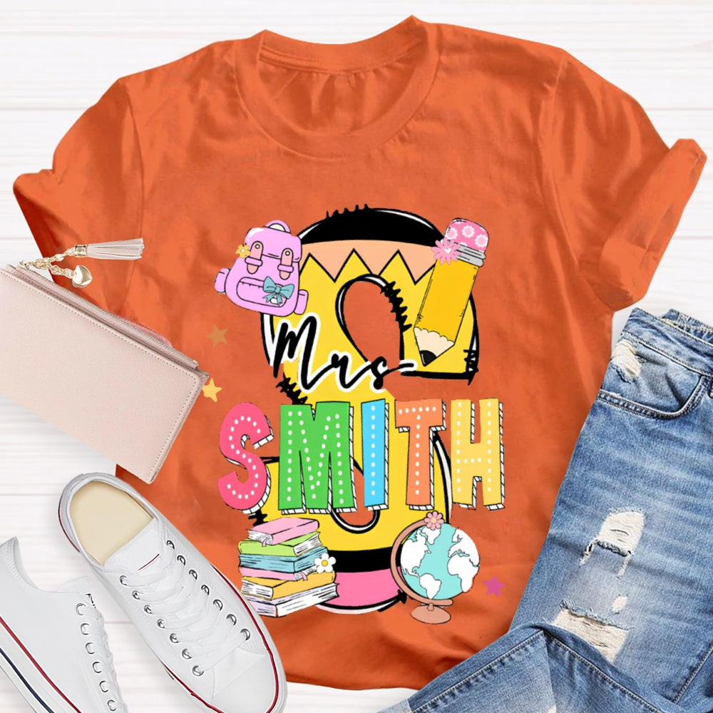 Personalized Name Teachers Book Design T-shirt