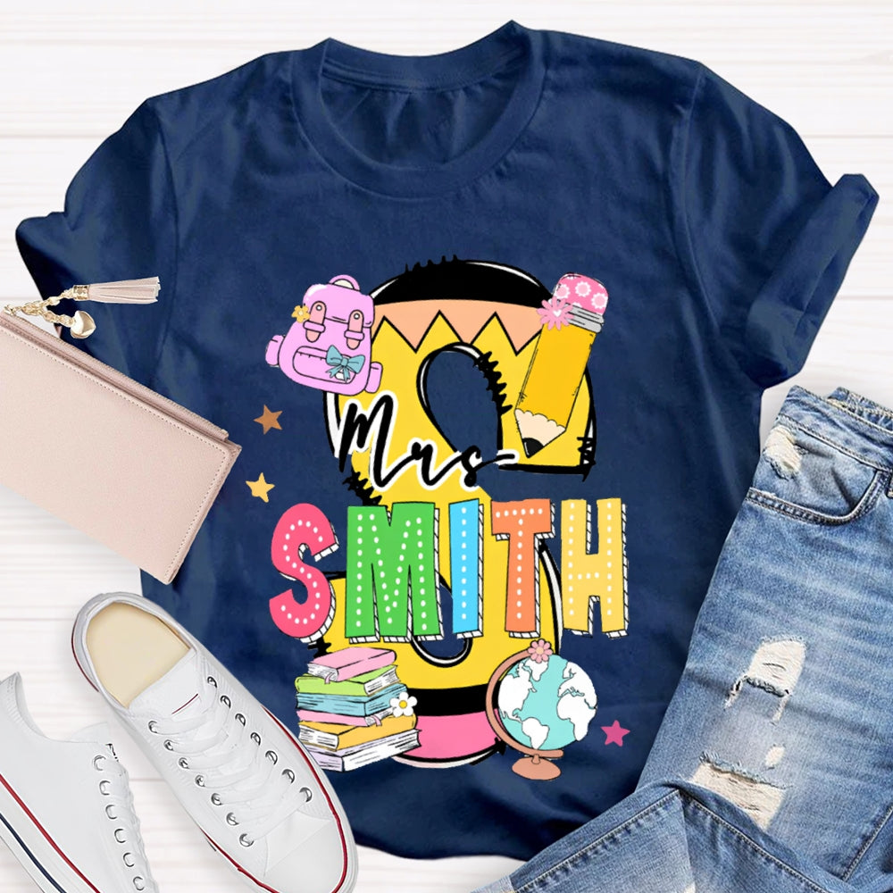 Personalized Name Teachers Book Design T-shirt